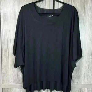 Lisa Bayne Sheer Mesh Black Oversized Top